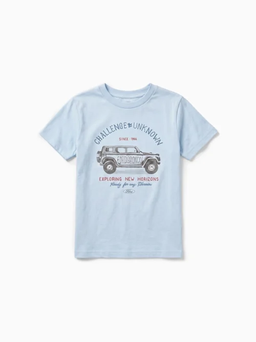 Remera Infantil Explorando Nuevos Horizontes Celeste