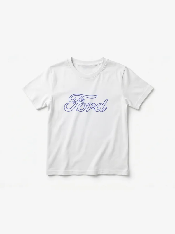 Remera Infantil Logo Script Ford Blanco