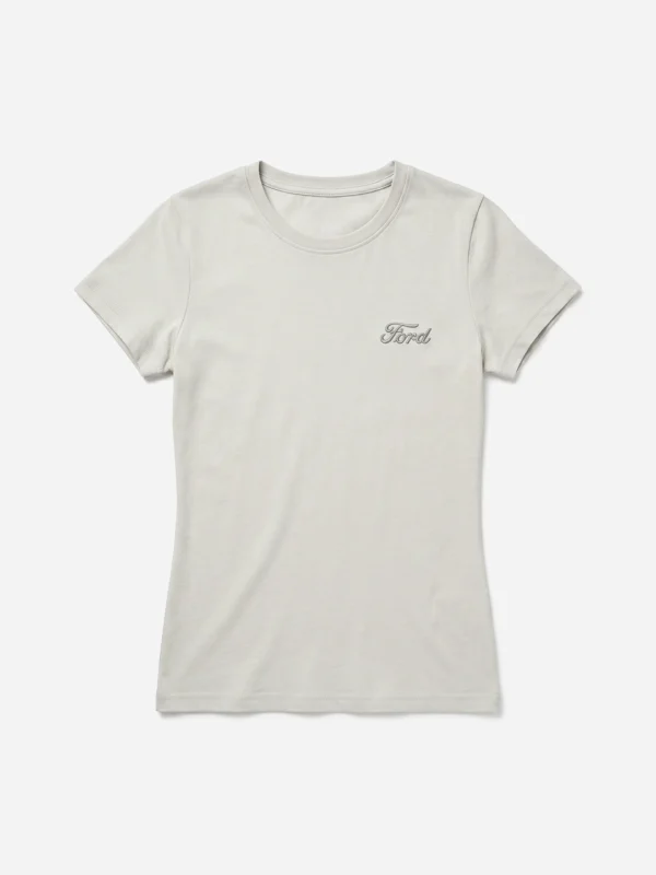 Remera Mujer Logo Script Ford Blanco
