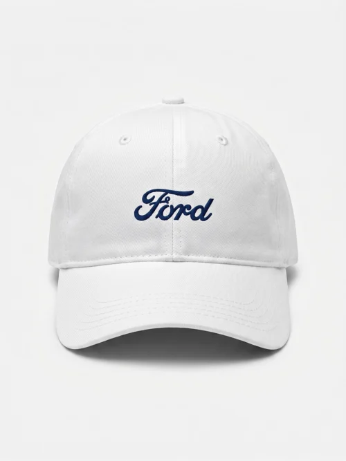 Gorra Dad Hat Premium Ford Logo Bordado Blanco