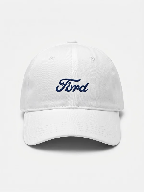 Gorra Dad Hat Premium Ford Logo Bordado Blanco