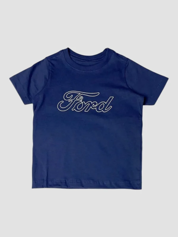 Remera Infantil Logo Script Ford Azul Marino