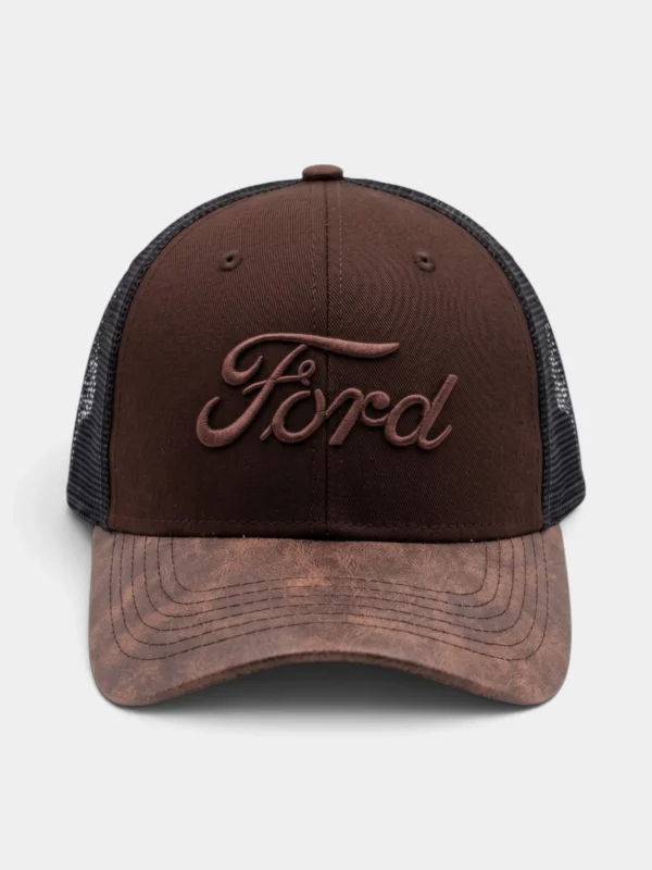 Gorra Trucker Premium Ford Logo Negra y Marrón