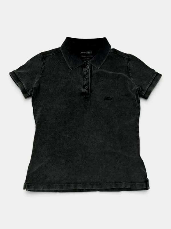 Polo Piqué Mujer Logo Script  Negro Marmolado