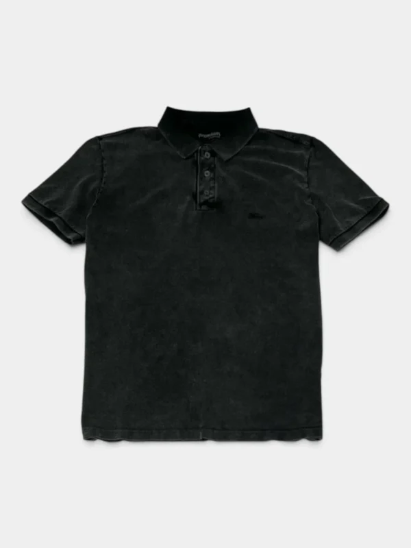 Polo Piqué Hombre Logo Script Negro Marmolado